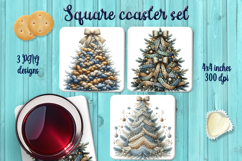 Christmas tree square coasters wrap sublimation designs png Product Image 1