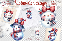 Cute snowman coquette bows sublimation kawaii designs png Product Image 1