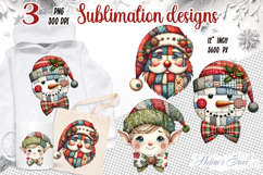 Santa Claus clipart | Retro patchwork elf shirt designs png Product Image 1