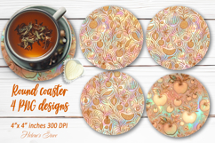 Tropical fruits pattern gold pearl round coaster designs Product Image 1