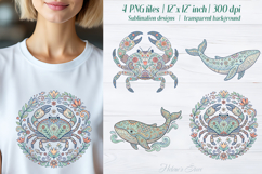 Pastel sea animals sublimation design png|Cute ocean clipart Product Image 1