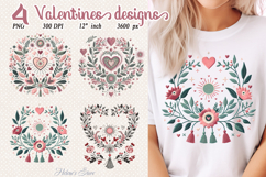 Boho Valentine hearts &amp; flowers sublimation |Pastel clipart Product Image 1