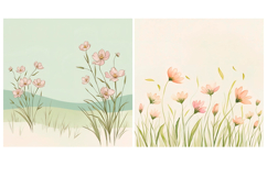 SET Flower Floral Watercolor Background Product Image 3