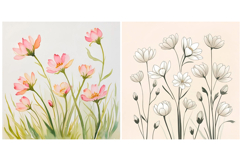 SET Flower Floral Watercolor Background Product Image 6