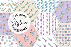 Flowers Skyline Seamless Patterns Digital Watercolor Floral Product Image 1