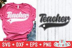Teacher SVG | Teacher Text Tail Swoosh | Shirt Design Product Image 1