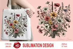 Wildflowers clipart | Vintage Summer flowers field graphics Product Image 2