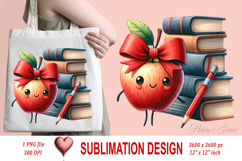 Cute School BUNDLE| Teacher sublimation design|Book &amp; apple Product Image 7