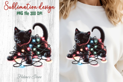 Christmas lights &amp; black cat clipart| Winter t shirt designs Product Image 1