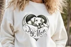 Dog mom heart Valentines day Sublimation clipart sketch png Product Image 1