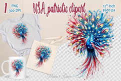 Cute peacock bird American flag colors clipart|USA Patriotic Product Image 1