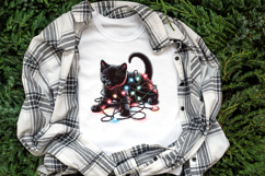 Christmas lights &amp; black cat clipart| Winter t shirt designs Product Image 2