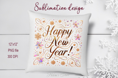 Bright Happy New Year quote sublimation design clipart png Product Image 3