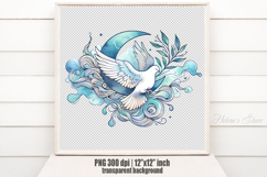 Blue pastel sublimation design png |White dove clipart Product Image 2