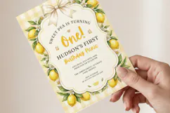 Lemon Gingham Canva Invitation Template, Printable Card Product Image 3