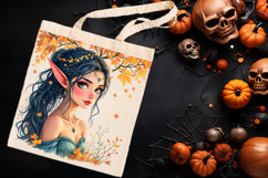 Cute watercolor girl elf autumn sublimation design png Product Image 3
