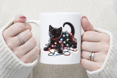 Christmas lights &amp; black cat clipart| Winter t shirt designs Product Image 4