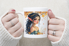 Cute watercolor girl elf autumn sublimation design png Product Image 4