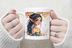 Cute watercolor girl elf autumn sublimation design png Product Image 4