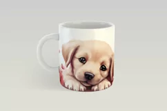 Valentines Puppy Mug Wrap | Puppy PNG Valentine Mug Design Product Image 3
