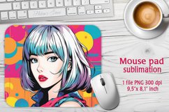 Pop art girl mouse pad | Cosmic Sublimation mouse mat Product Image 1