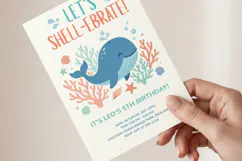 Whale Birthday Invitation Template Editable Product Image 3