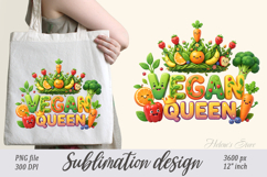 Funny Quote Vegan Queen clipart |Cute sublimation design png Product Image 2