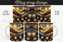 Fantasy mountains iridescent design mug wrap 15oz 11oz png Product Image 1