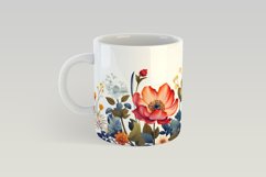 Watercolor Flowers Mug Sublimation | Flowers Mug Wrap Product Image 2