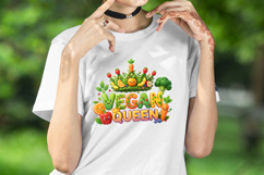 Funny Quote Vegan Queen clipart |Cute sublimation design png Product Image 1