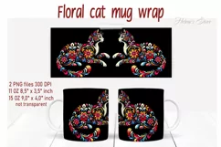 Flower cat Mug Sublimation png| Flowers cat |Art cat bouquet Product Image 2