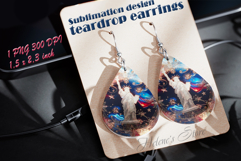 USA Patriotic teardrop earrings sublimation design png Product Image 1