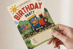 Train Birthday Invitation, Editable Canva Product Image 3