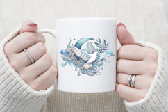 Blue pastel sublimation design png |White dove clipart Product Image 3