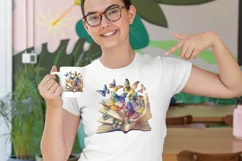 Vintage Floral Book with Butterflies T-Shirt Sublimation Product Image 3