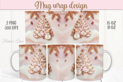 Pink Christmas mug wrap png | Cute snowman mug sublimation Product Image 1
