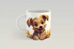 Floral Puppy Mug Wrap | Puppy PNG Mug Design Product Image 3