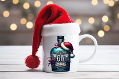 Christmas gin bottle clipart sublimation PNG| Cute clipart Product Image 3