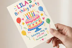 Hand Drawn Birthday Invitation, Editable Canva Product Image 3