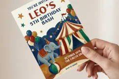 5th Birthday Invitation Circus Template, Editable Canva Product Image 3