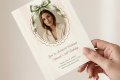 Photo Birthday Invitation Canva Template, Editable Bow Frame Product Image 3