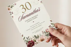 Burgundy Peony Floral Birthday Invitation Canva Template Product Image 3