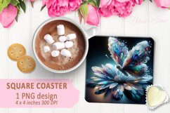 3d Crystal butterfly coaster sublimation |Square coaster PNG Product Image 1