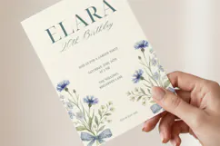 Blue Floral Birthday Invitation Template Editable Canva Product Image 3