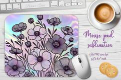 Iridescent lilac floral mouse pad sublimation design png Product Image 1