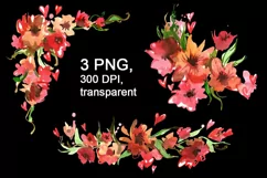 Watercolor Red Flowers Clipart PNG Product Image 6