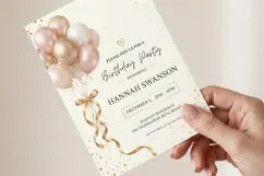 Blush Gold Balloon Birthday Invitation Canva Template Product Image 3