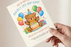 Teddy Bear Birthday Invitation Template Editable Product Image 3