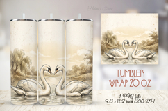 Vintage pair of white swans straight tumbler 20oz wrap desig Product Image 1