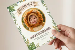 Safari Birthday Invitation Template, Jungle Lion Photo Product Image 3